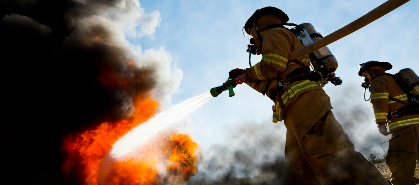 Firefighters Battling Intense Blaze Scene